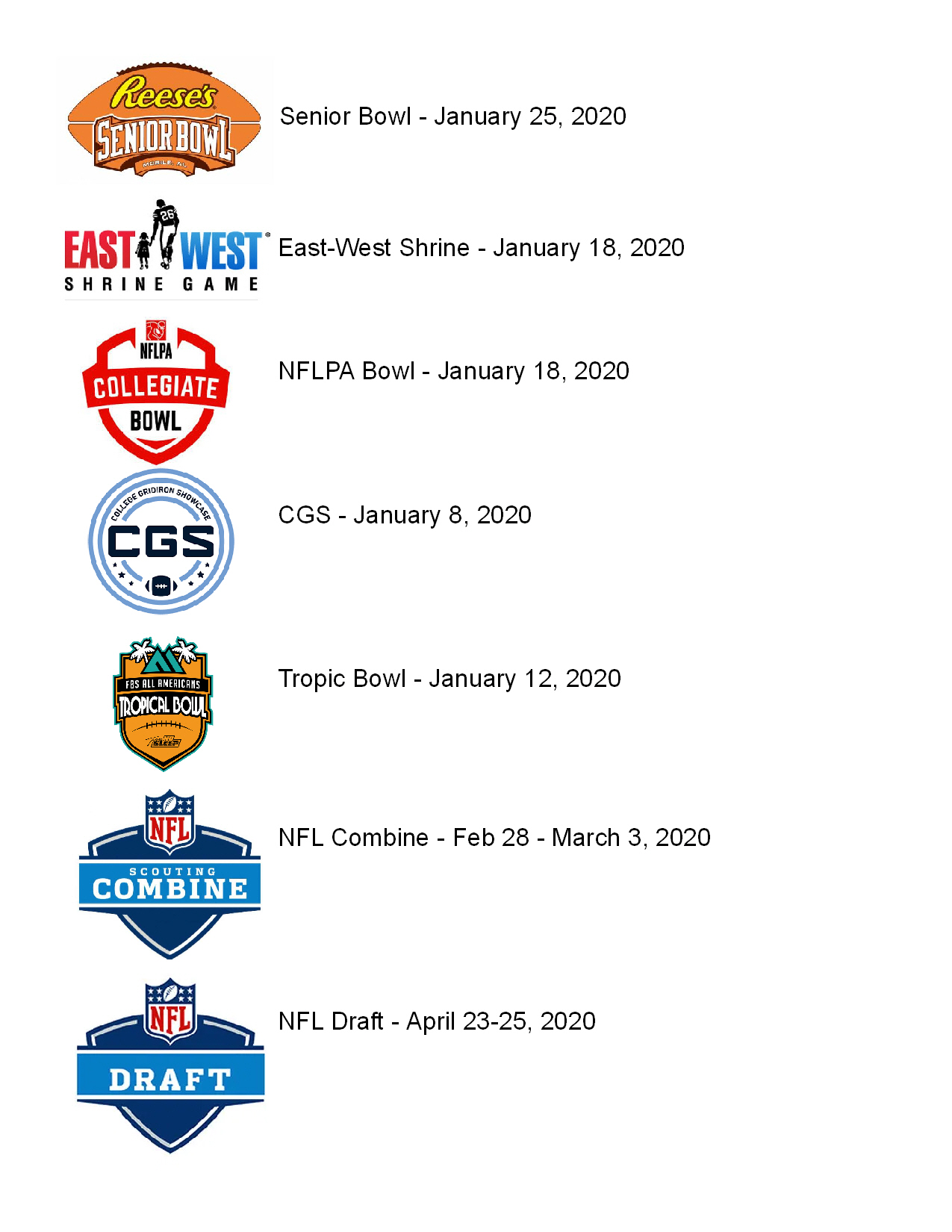 2020 NFL Draft Post Season Schedule
