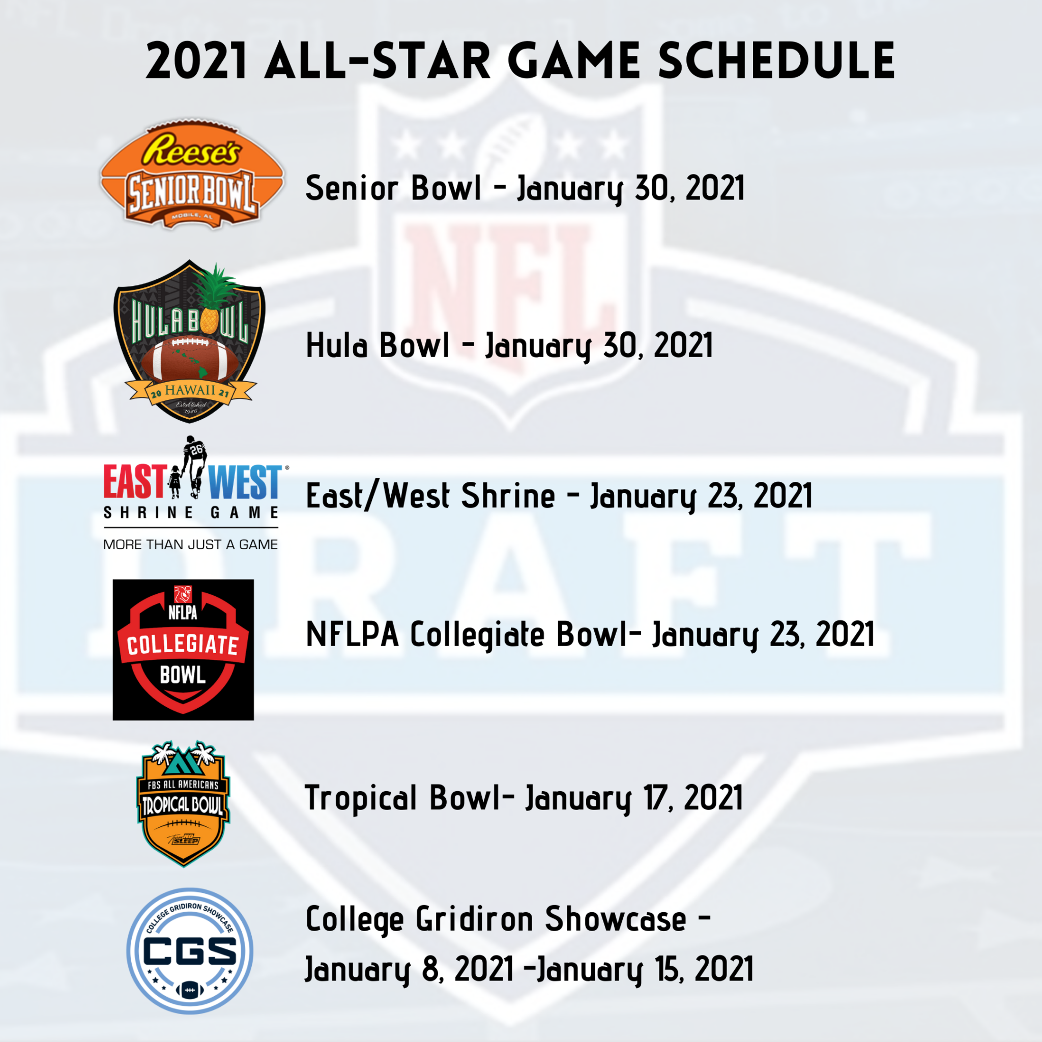 2021 College Football All-Star Game Schedule